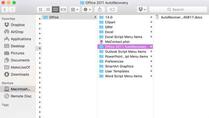 recupera file excel non salvato su mac autosave