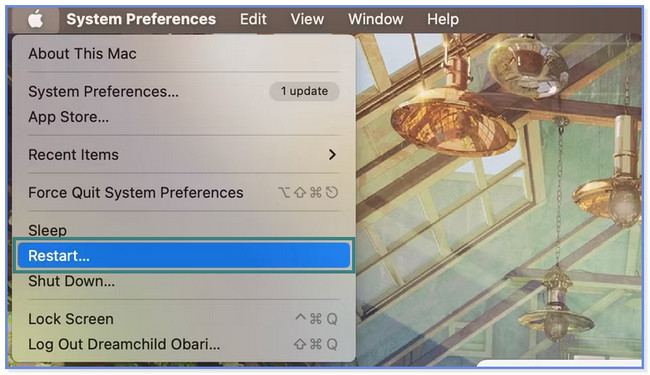 click the Apple icon