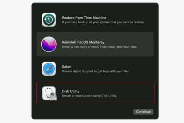 Select Disk Utility Button