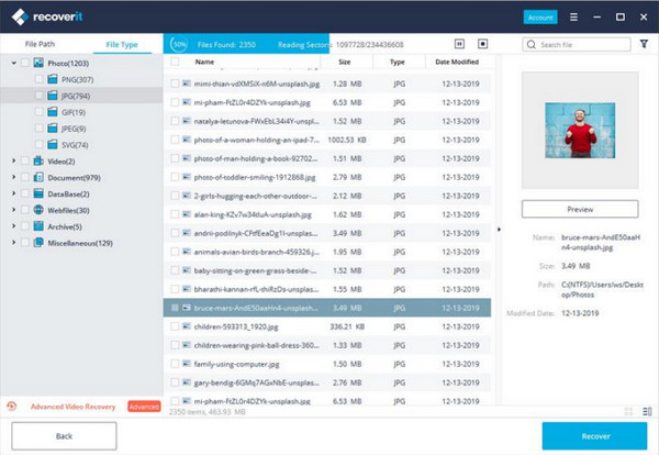 Click Recover Button