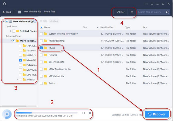 Click Recover Option