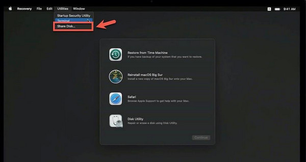Select Share Disk Button