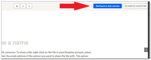 Click Roll Back to This Version Button