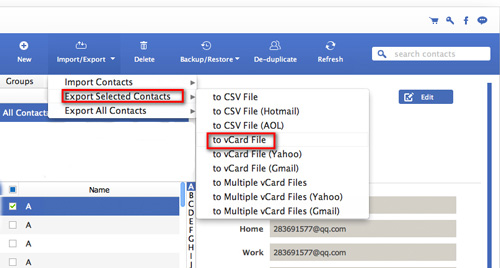 Export Contacts