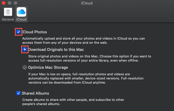 通过关闭 iCloud 照片从 Mac 中删除照片但不是 iCloud