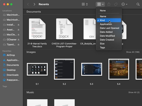 finder categorize files