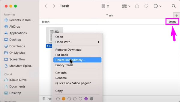 Finder'ı Kullanarak Çöp Kutusunu Boşalt