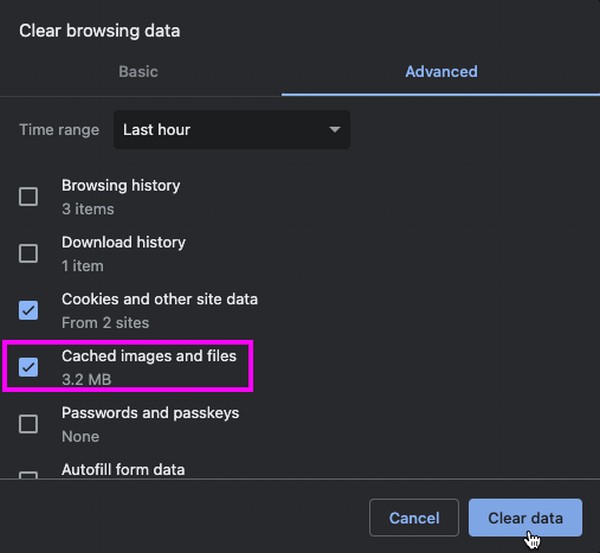 tøm hurtigbufrede data