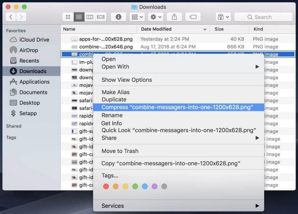 finder compress file