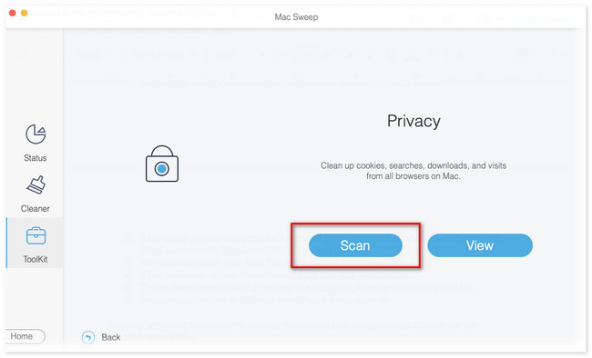 click scan button