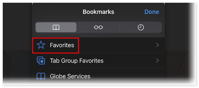 tap bookmark button