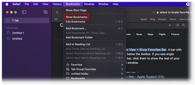 click show bookmark button