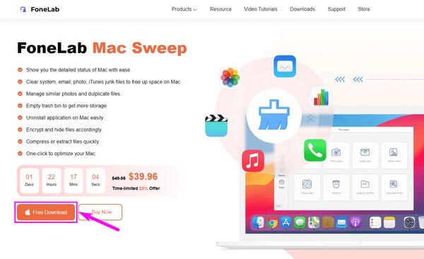 eliminar el correo del almacenamiento de Mac con FoneLab Mac Sweep