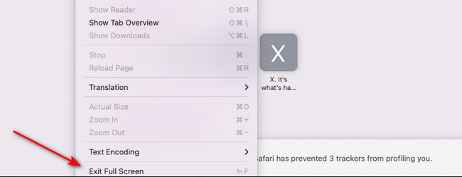 click exit full screen on mac
