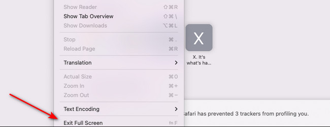 haga clic en salir de pantalla completa en mac