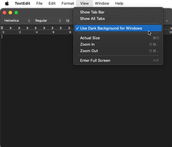 put textedit in dark mode