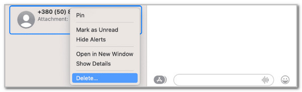 click delete button