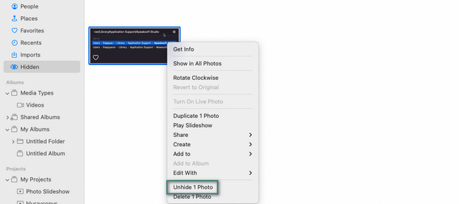 click unhide quantity photo button