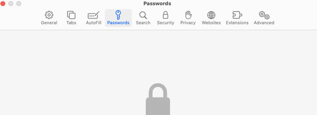 click passwords button