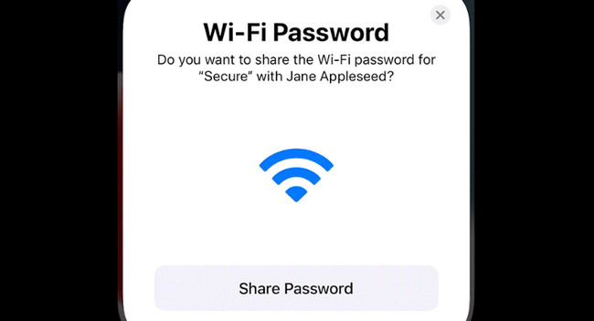 tap share password button on iphone