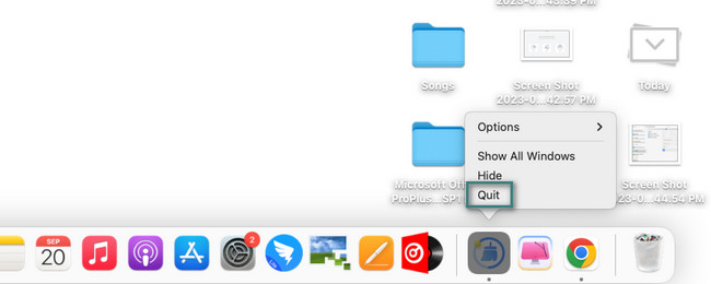 click quit button