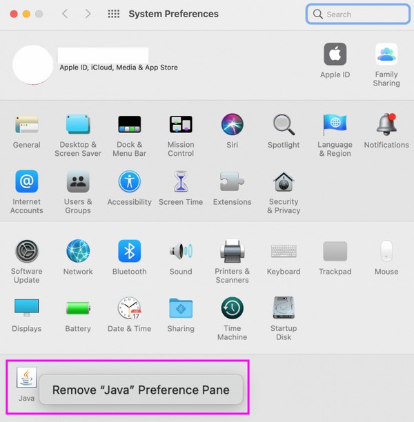 desinstalar manualmente eliminar el panel de preferencias de Java