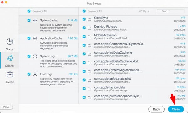 pulire l'archiviazione del mac