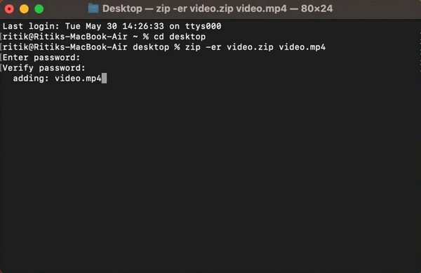 terminal password protext zip file