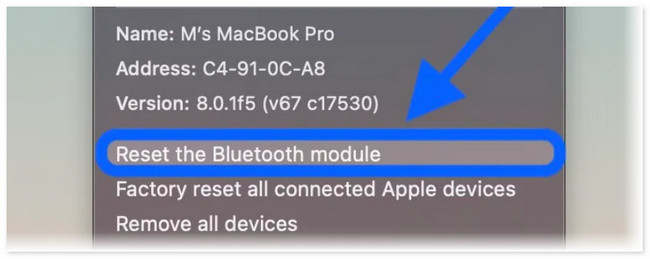 Klicken Sie auf die Schaltfläche „Bluetooth-Modul zurücksetzen“.