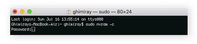 restablecer el cochecito en mac a través de la terminal