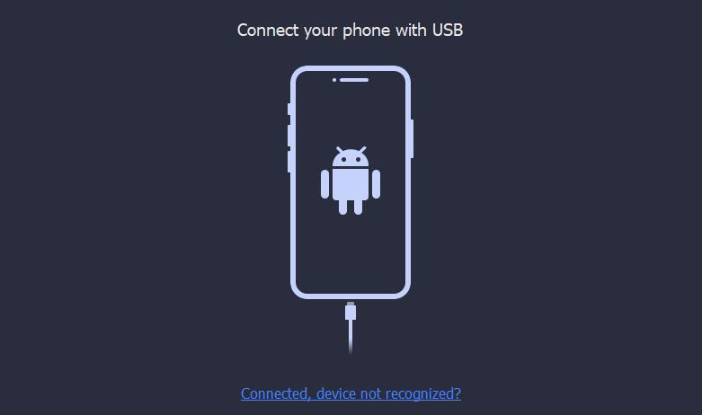 Branchez Android sur l'ordinateur avec un câble USB