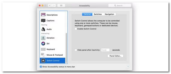 click enable switch control