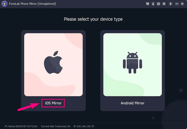 choose the iOS Mirror box