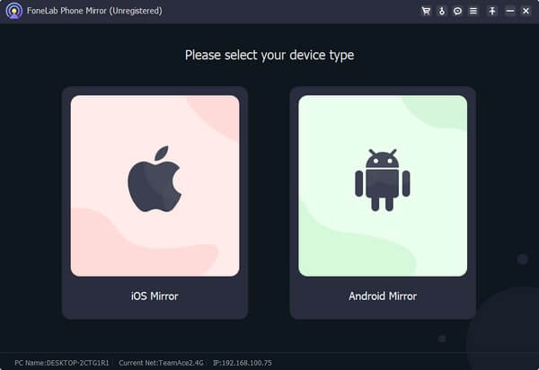 kies de Android Mirror-optie