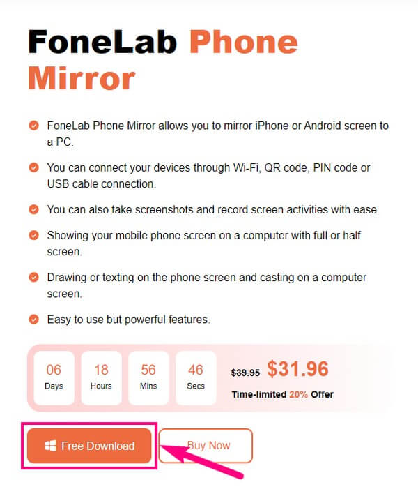 Ga naar de FoneLab Phone Mirror-site