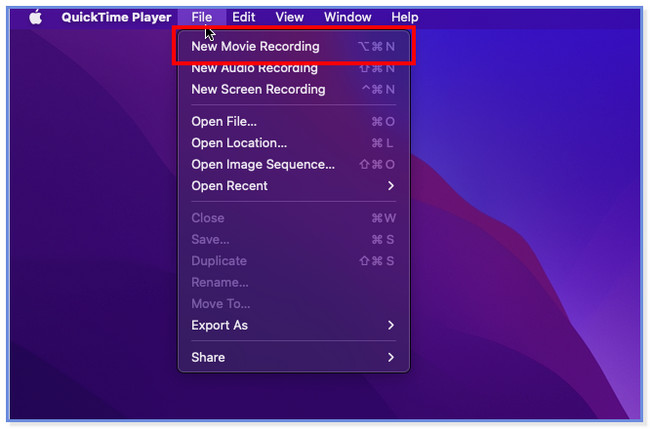 click the File button