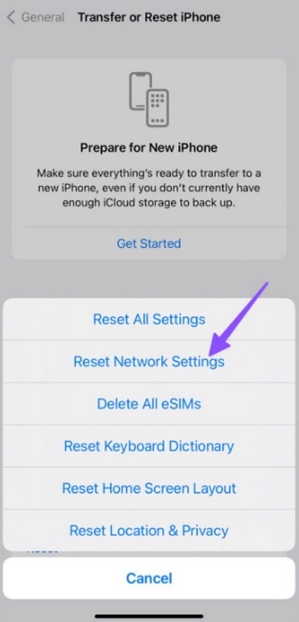 choose Reset Network Settings