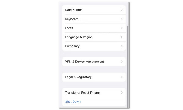 Tap Transfer or Reset iPhone Button