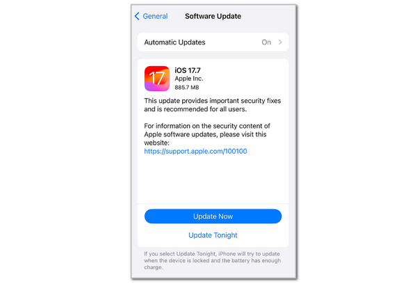 Tap Update Now Button