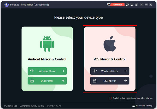 Click Wireless Mirror Or Usb Mirror Button