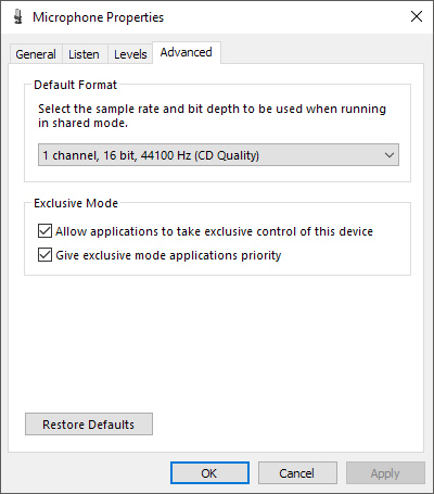 advanced microphone properties