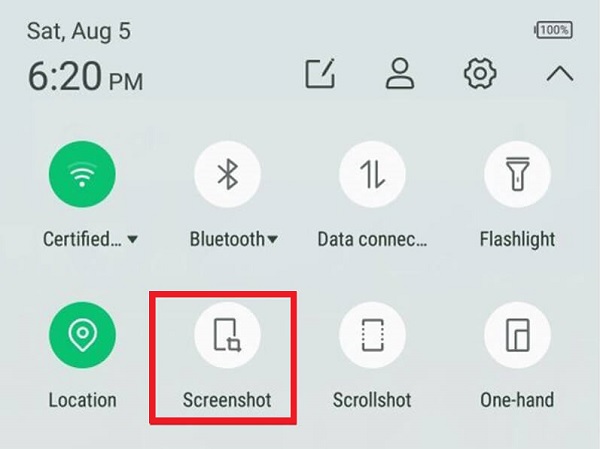 Fai screenshot di Alcatel con la sua funzione integrata