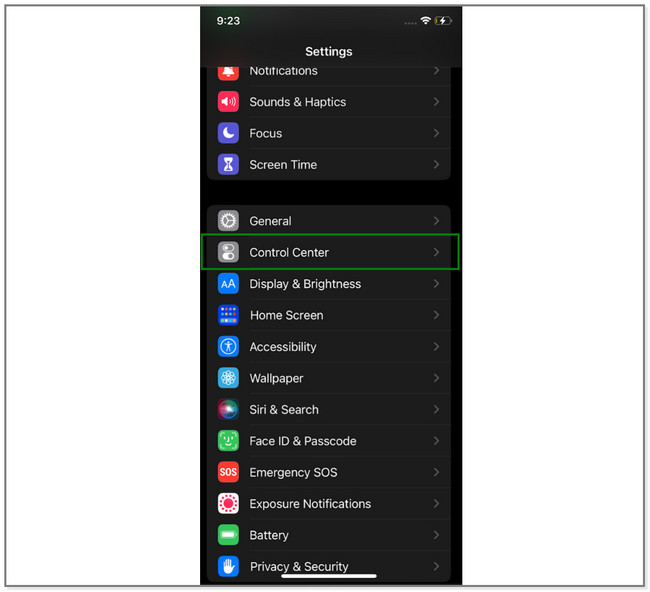 locate the Customize Controls icon