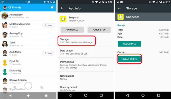 snapchat nella cache