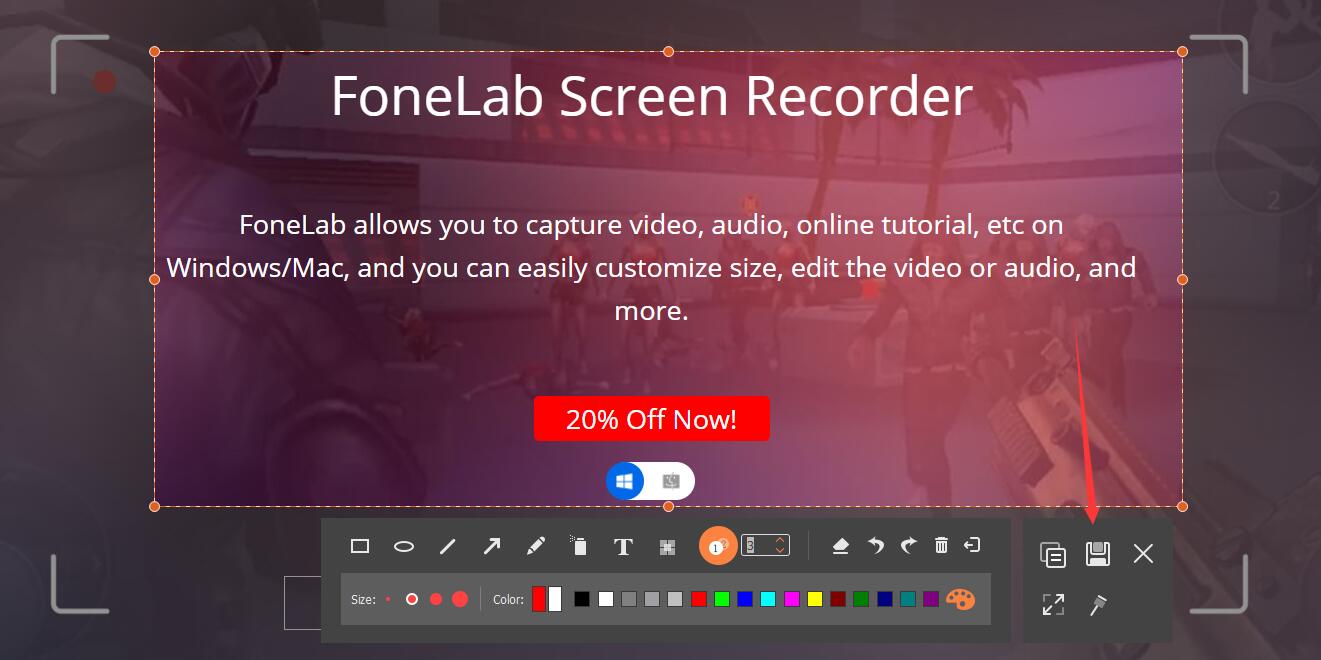 fonelab screen capture save icon