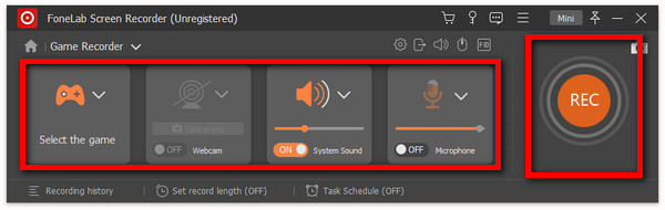 customize and record button