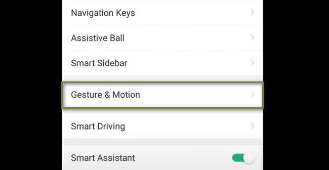 choose the Gesture & Motion icon