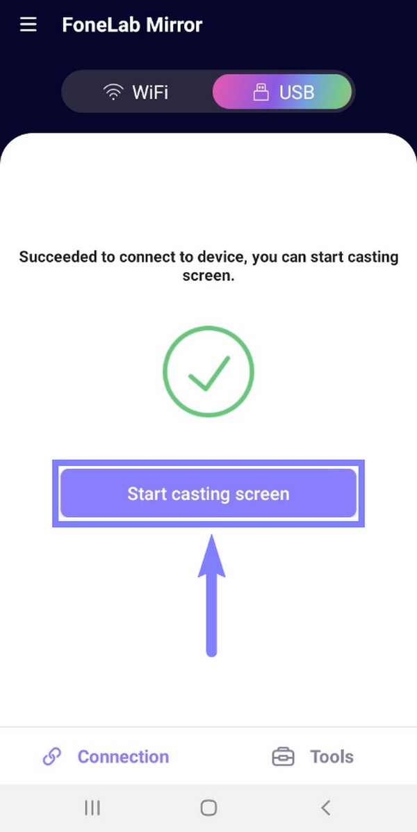 tap the Start casting screen tab