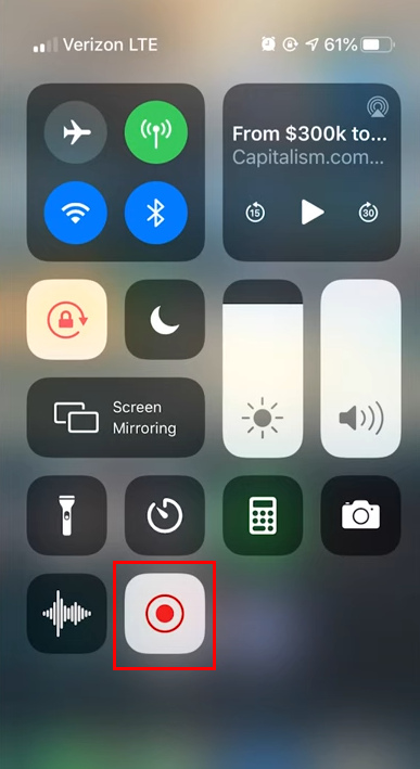 tap the Record icon