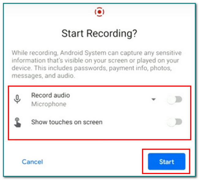 tap the Start button